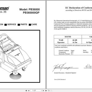 Minuteman Sweeper PB36000 PB360000QP Operation Service Parts 984007 (1)