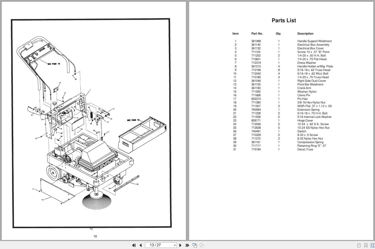 Minuteman Sweeper PB36000 PB360000QP Operation Service Parts 984007 (2)