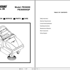 Minuteman Sweeper PB36000 PB360000QP Operation Service Parts 988007 (1)
