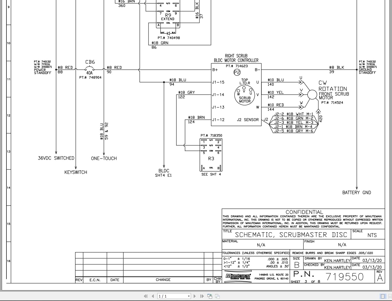 Minuteman Sweeper Scrubmaster Disc Electrical Schematic 719550 (2)