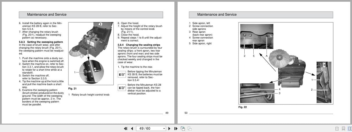 Minuteman Sweepers Walk Behind KS28B KS28G Instruction Manual 88 10 2960 (3)