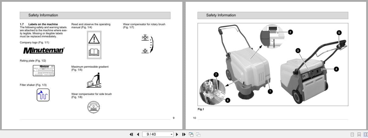 Minuteman Sweepers Walk Behind Kleen Sweep 25W 625821 Instruction Manual 88 10 2853 (2)