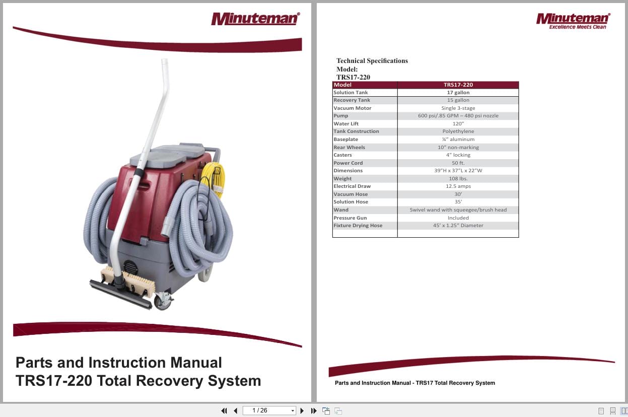 Minuteman Total Recovery System TRS17 Parts Instruction Manual (1)