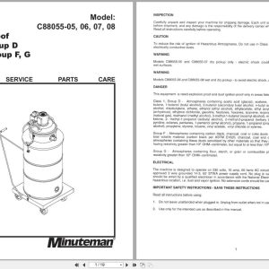 Minuteman Vacuum C88055 05 To C88055 08 Operation Service Parts 987856 (1)