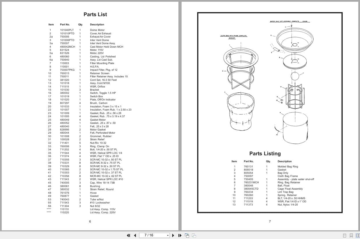 Minuteman Vacuum X1000 MX 1000 C80115 01 To C80215 04 Operation Service Parts Care 987804 (2)