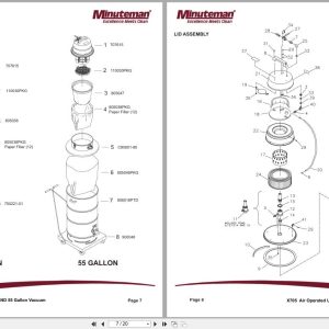 Minuteman Vacuums X705 C87515 03 C87555 01 Parts And Instruction Manual 988724 2017 (2)