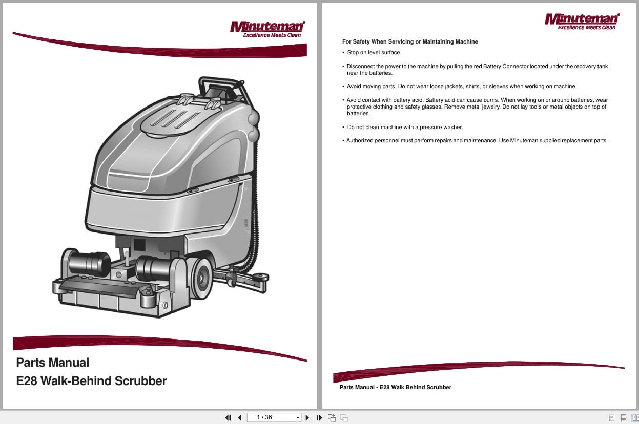 Minuteman Walk Behind Scrubber E28 Parts User Manual And Wiring Diagram (1)