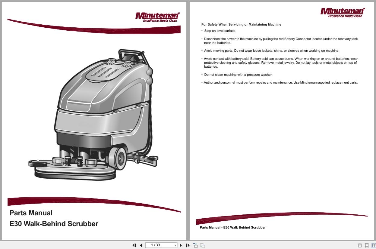 Minuteman Walk Behind Scrubber E30 Parts User Manual (1)