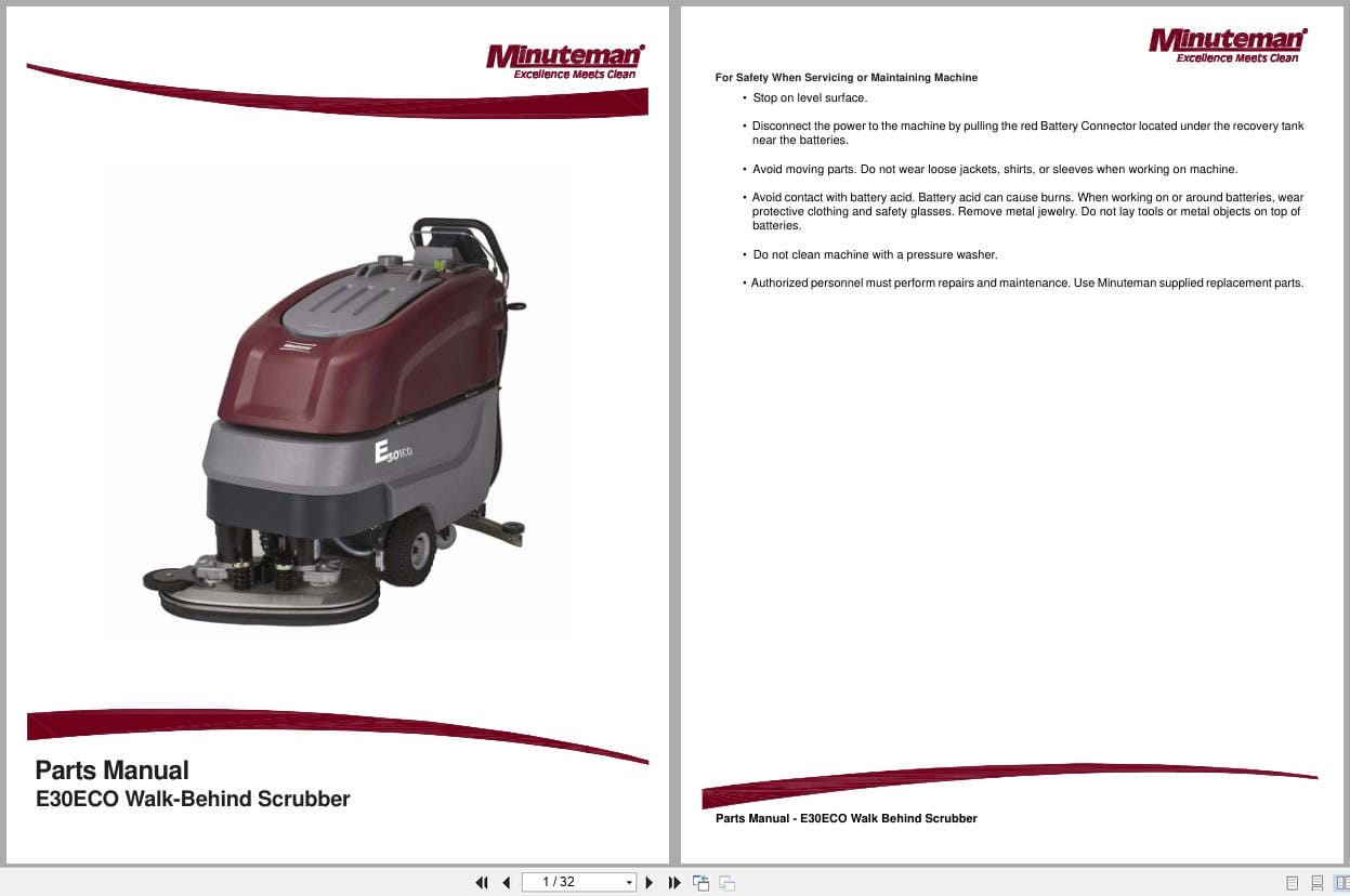 Minuteman Walk Behind Scrubber E30ECO Parts Manual (1)