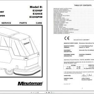 Minuteman Walk Behind Scrubber E320 ES320 Operation Service Parts Instructions Manual (1)