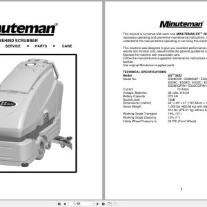 Minuteman Walk Behind Scrubber ES 2832 Series Operation Service Parts Care (1)