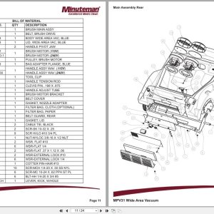 Minuteman Wide Area Vacuum MPV31 C27120-00 C27230-00 Parts And Instruction Manual Minuteman Wide Area Vacuum Mpv31 C27120 00 C27230 00 Parts And Instruction Manual (3)
