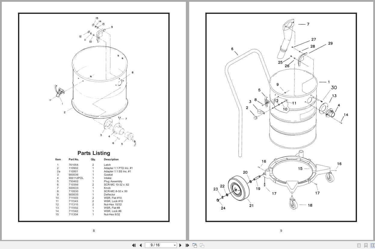 Minuteman X 1000 MX 1000 Vacuum C80115 01 To C80215 04 Operation Service Parts 987804 (2)