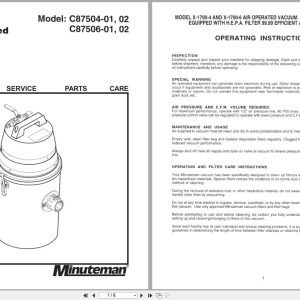 Minuteman X 1700 Vacuum C87504 01 To C87506 02 Operation Service Parts 987724 2002 (1)