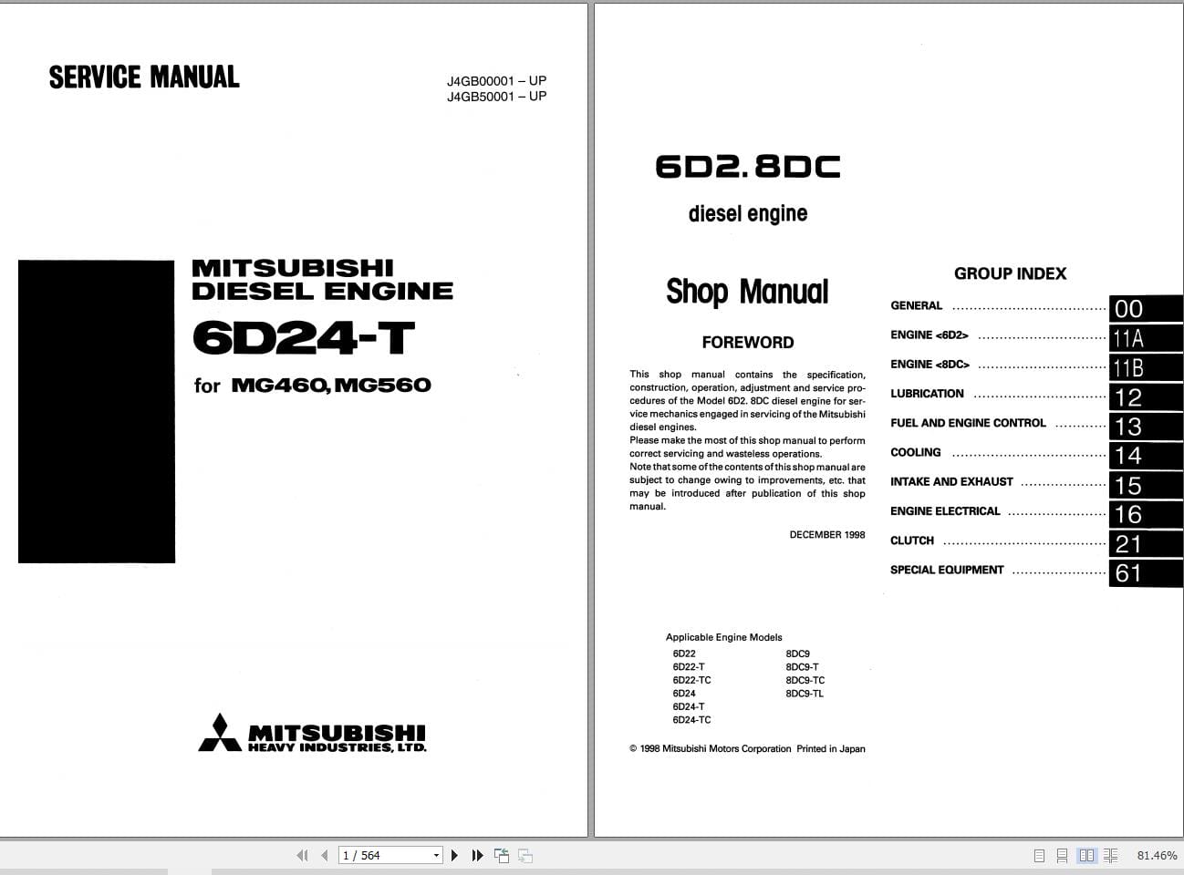 Mitsubishi Motor Grader MG460 MG560 Service Manual (2)