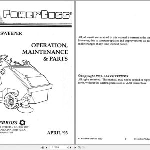 PowerBoss Badger Sweeper SW 62IC Operation Maintenance Parts (1)