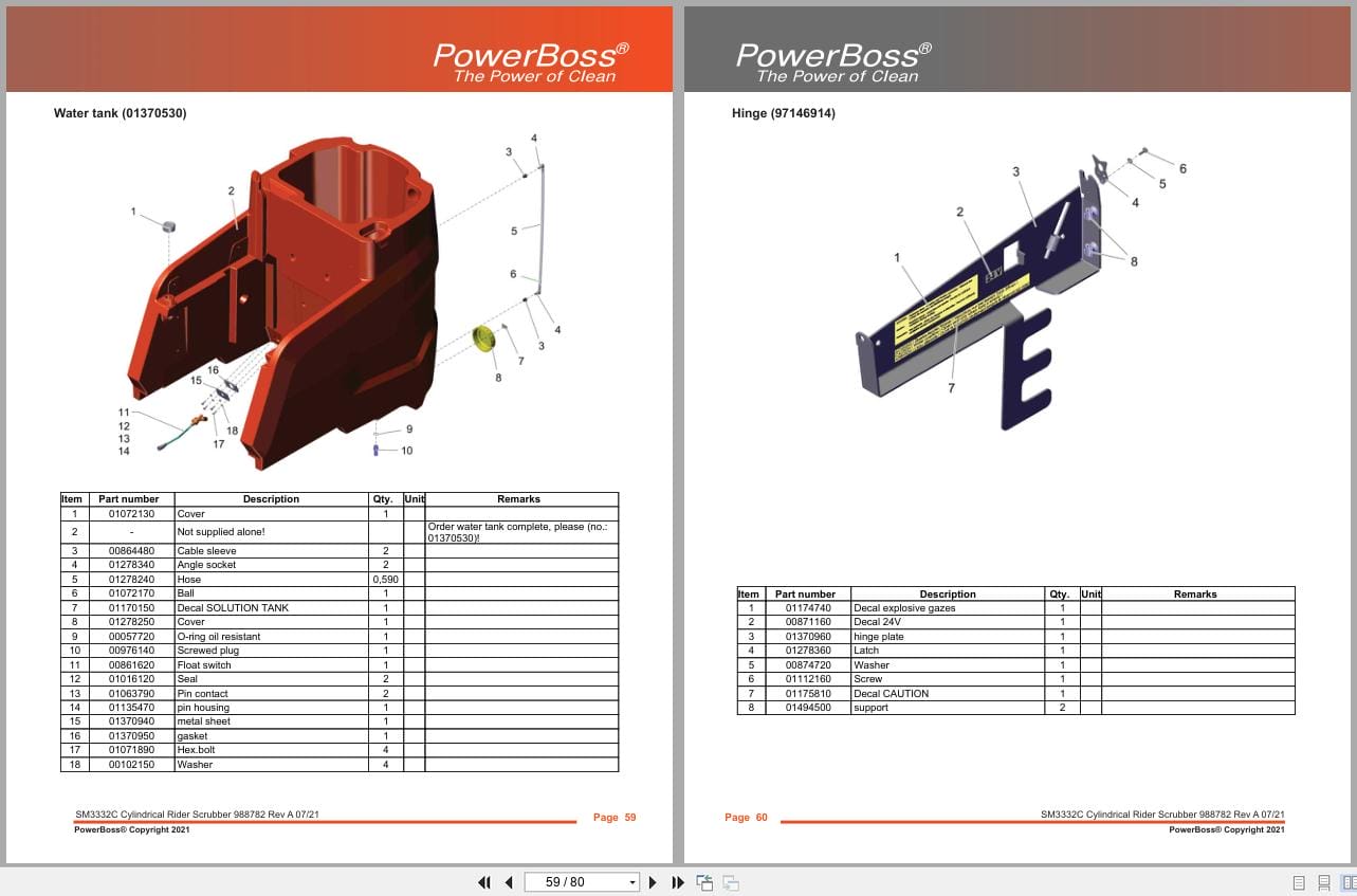 PowerBoss Cylindrical Rider Scrubber B120R SM3332C SM3332CQP Parts Catalog 988782 2021 (2)