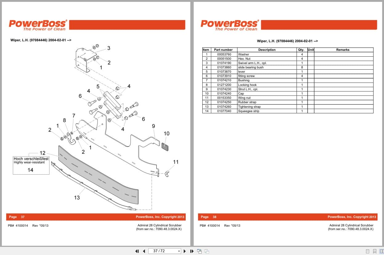 PowerBoss Cylindrical Scrubber Admiral 28 Parts Catalog 4100014 2013 (2)