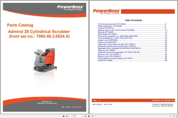 Powerboss Cylindrical Scrubber Admiral 28 Parts Catalog 4100014 2016 (1)