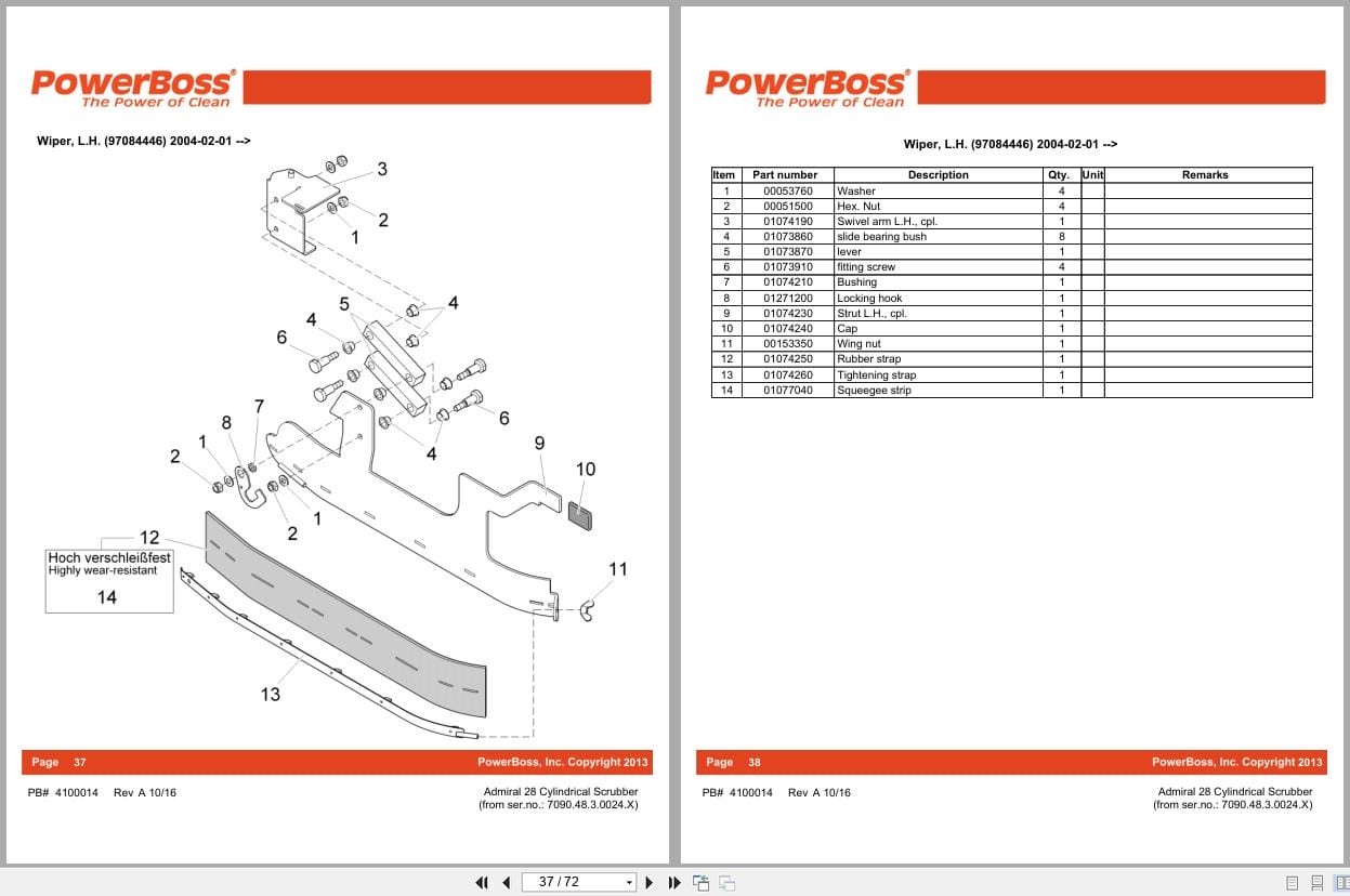 PowerBoss Cylindrical Scrubber Admiral 28 Parts Catalog 4100014 2016 (2)