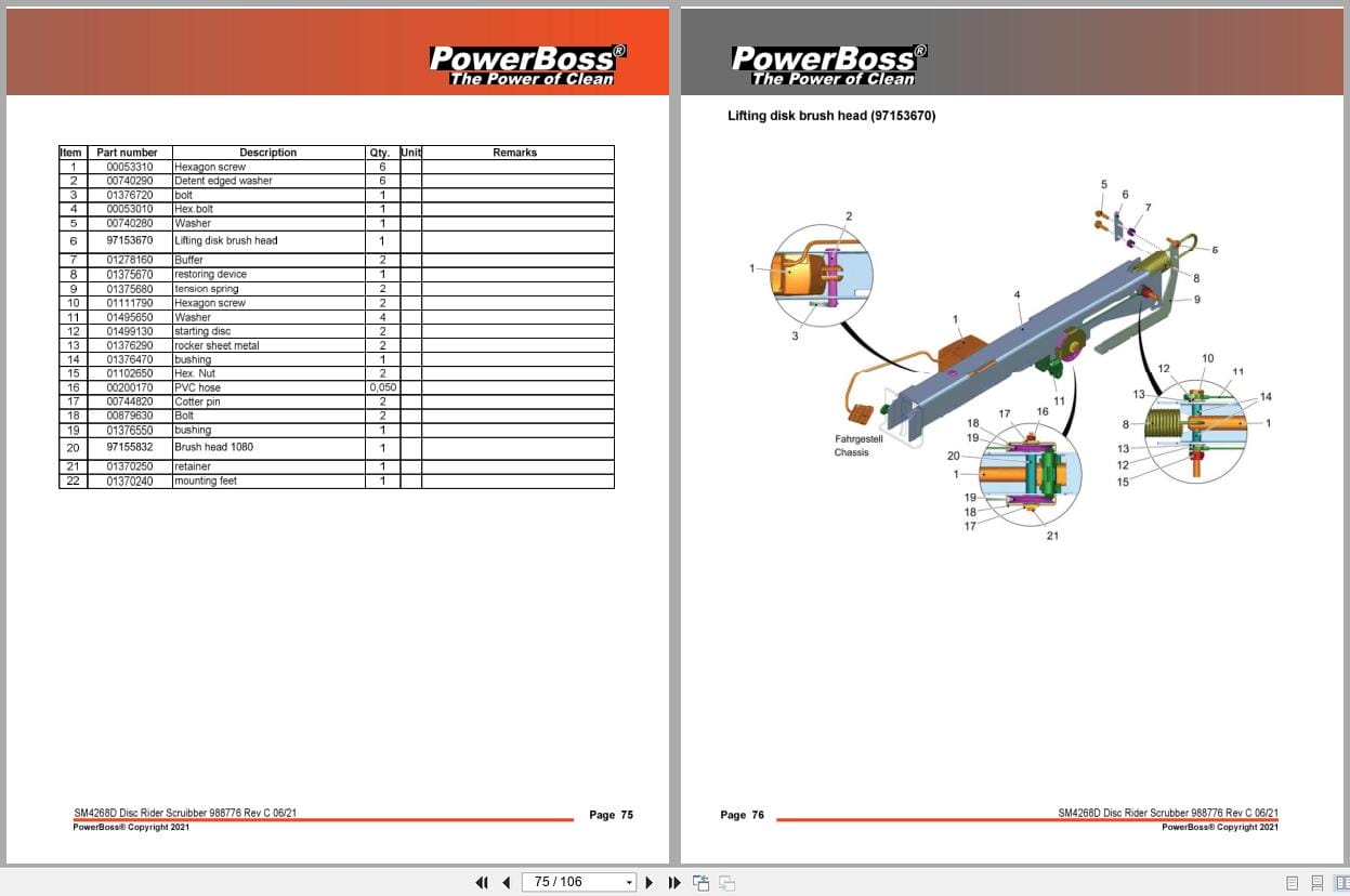 PowerBoss Disc Rider Scrubber B260R SM4268D SM4268DQP Parts Catalog 988776 2021 (2)
