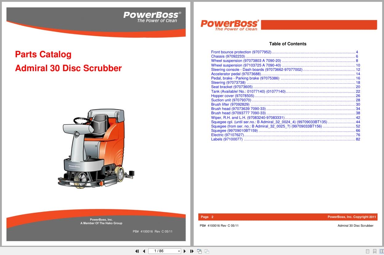 PowerBoss Disk Scrubber Admiral 30 Parts Catalog 4100016 2011 (1)