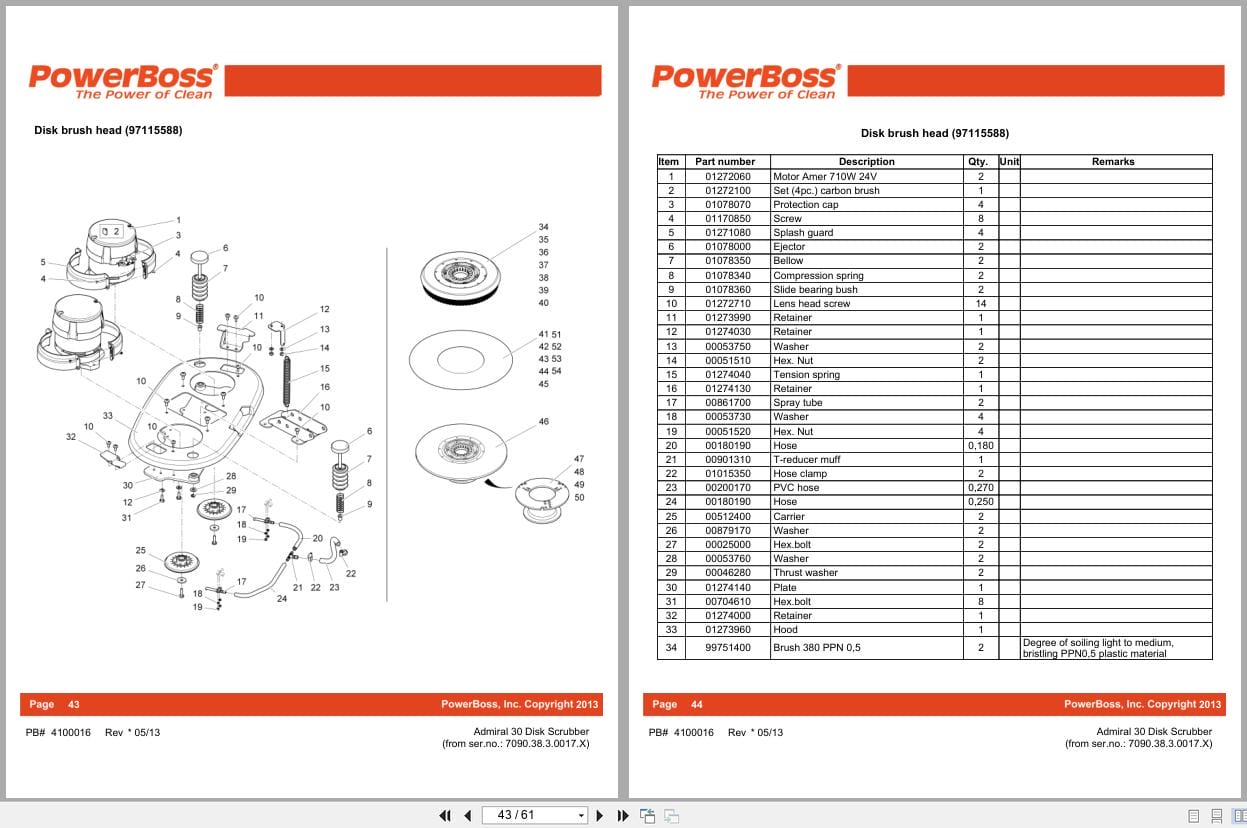 PowerBoss Disk Scrubber Admiral 30 Parts Catalog 4100016 2013 (2)