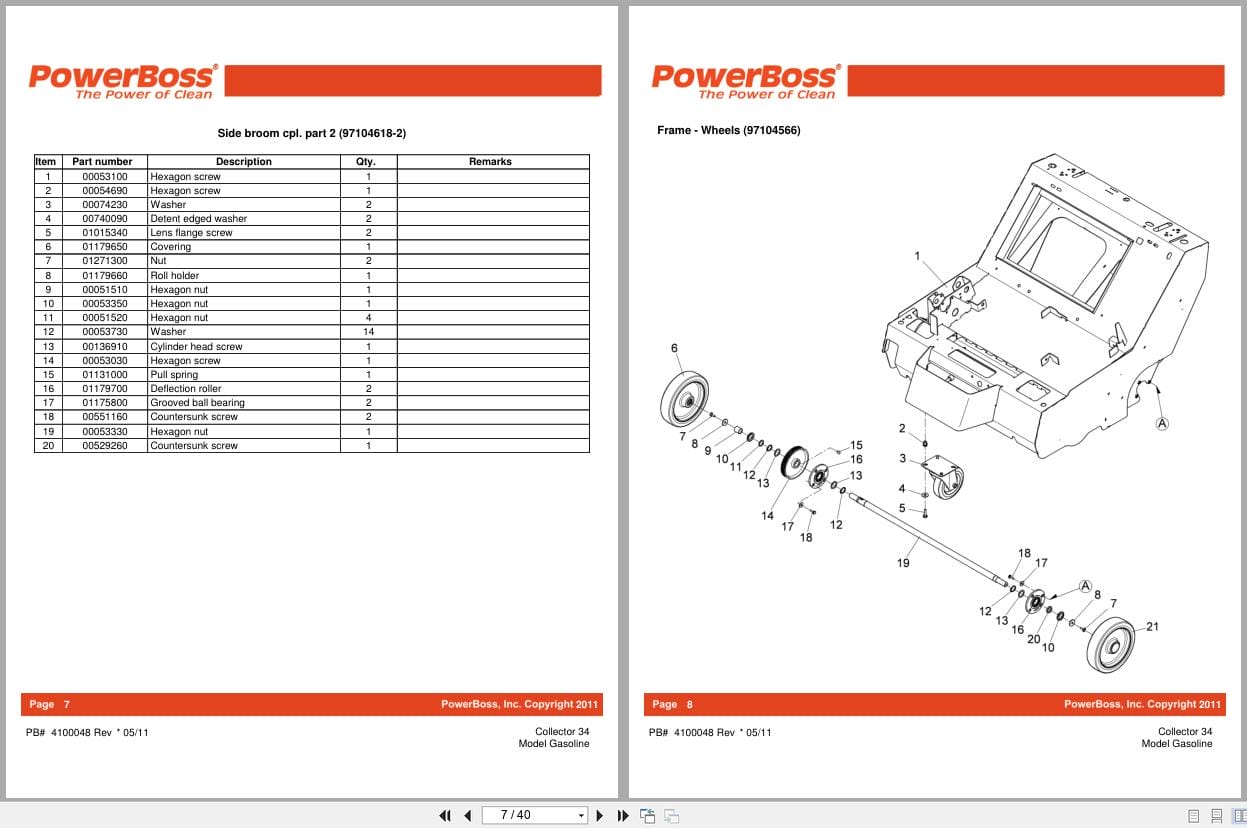 PowerBoss Gasoline Sweeper Collector 34 Parts Catalog 4100048 2011 (3)