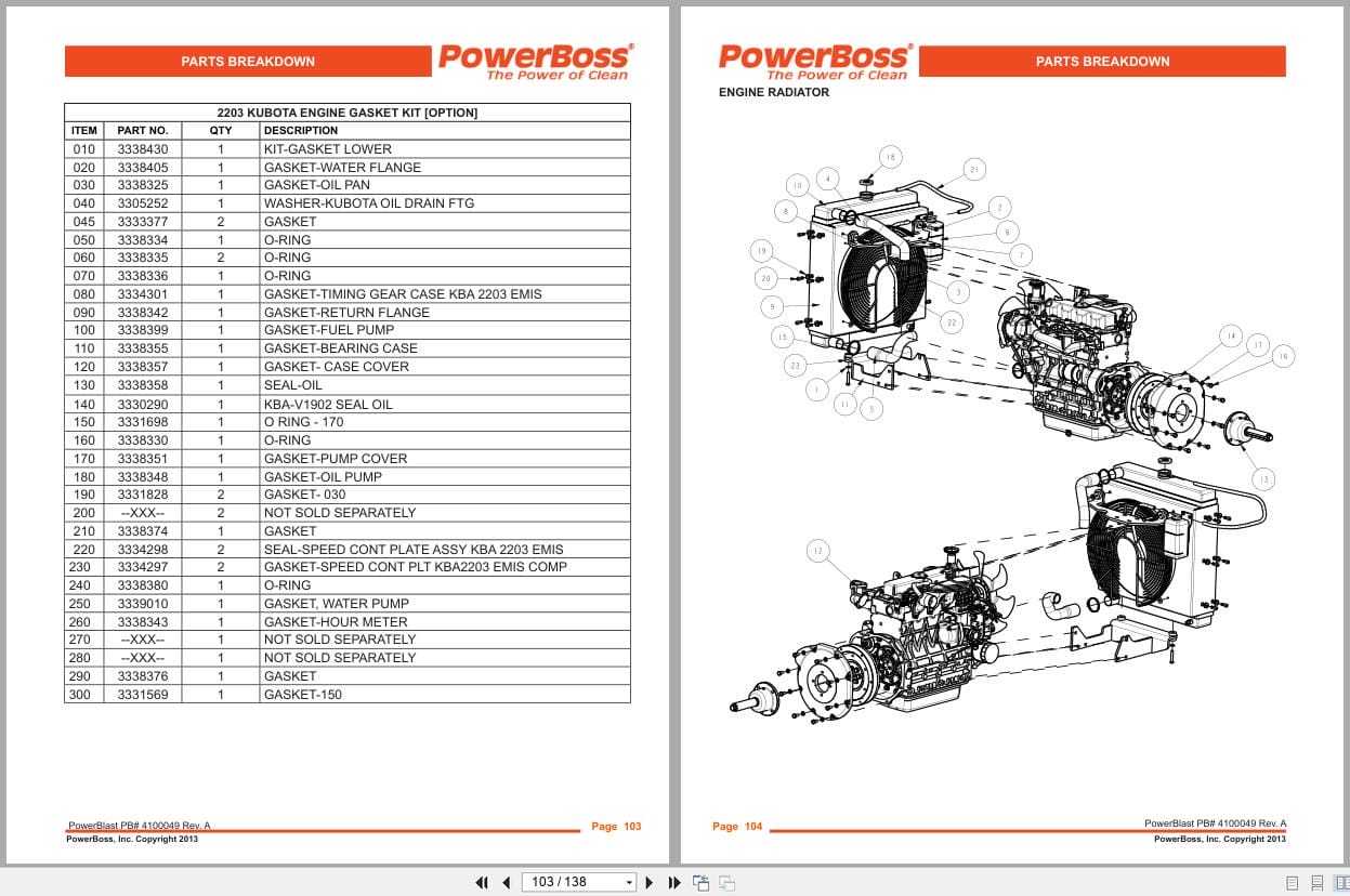 PowerBoss High Pressure Washer PowerBlast 500500 500600 Parts Catalog 4100049 2013 (2)