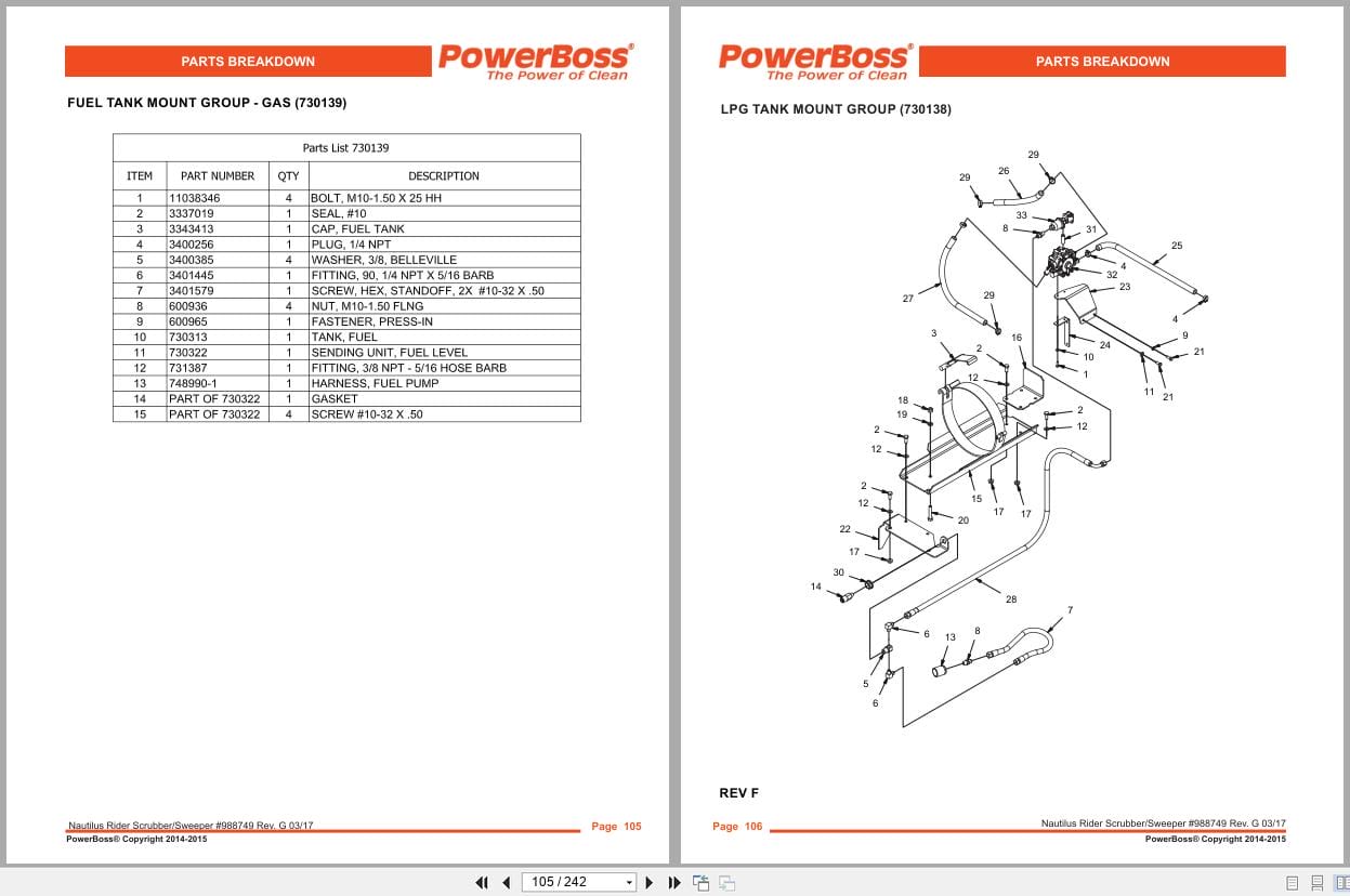 PowerBoss Nautilus Sweeper PB45DSL To PB45LPCE Parts Catalog 988749 2017 (4)
