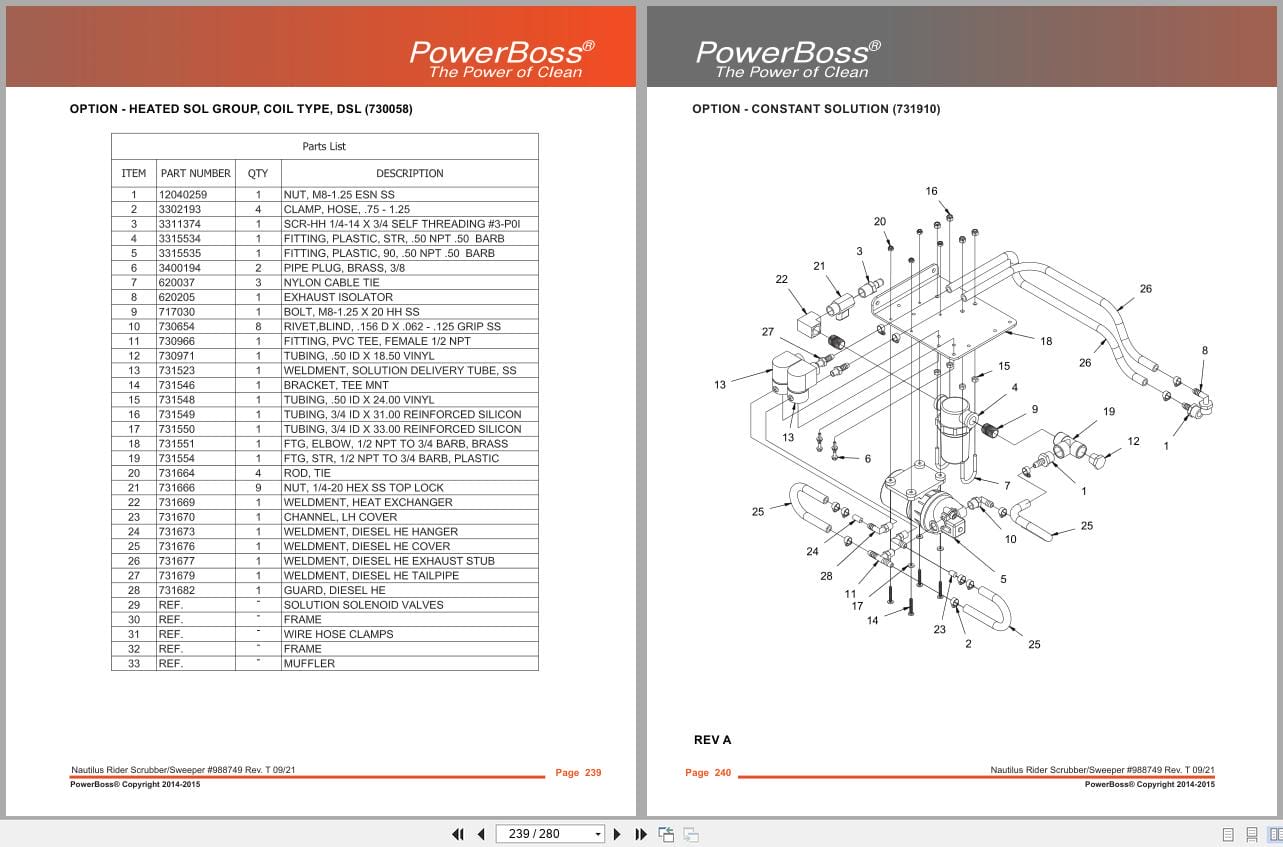 PowerBoss Nautilus Sweeper PB45DSL To PB45LPUK Parts Catalog 988749 2021 (2)