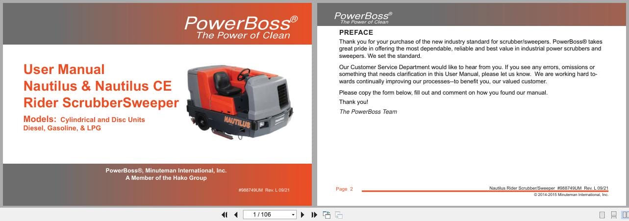 PowerBoss Nautilus Sweeper PB45DSL To PB45LPUK User Manual 988749UM 2021 (1)