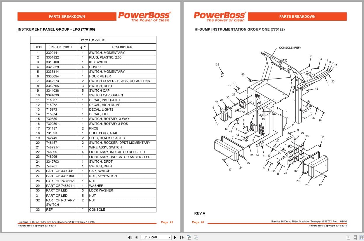 PowerBoss Nautilus Sweeper PB45HDSL To PB45HLPCE Parts Catalog 988752 2016 (2)