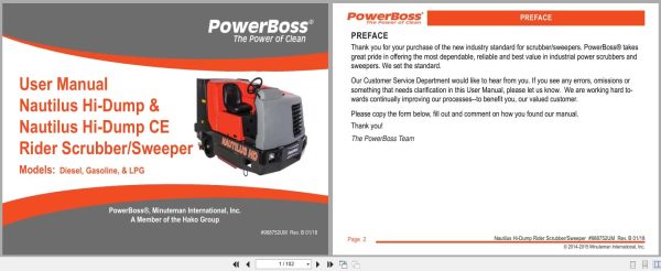 PowerBoss Nautilus Sweeper PB45HDSL To PB45HLPCE User Manual 988752UM 01.2018 (1) Powerboss Nautilus Sweeper Pb45Hdsl To Pb45Hlpce User Manual 988752Um 01.2018 (1)