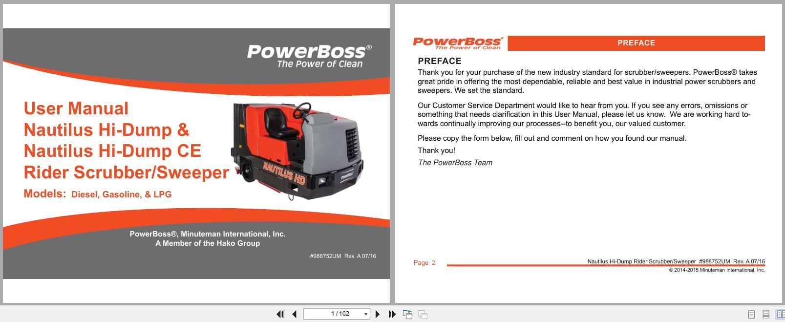 PowerBoss Nautilus Sweeper PB45HDSL To PB45HLPCE User Manual 988752UM 2016 (1)
