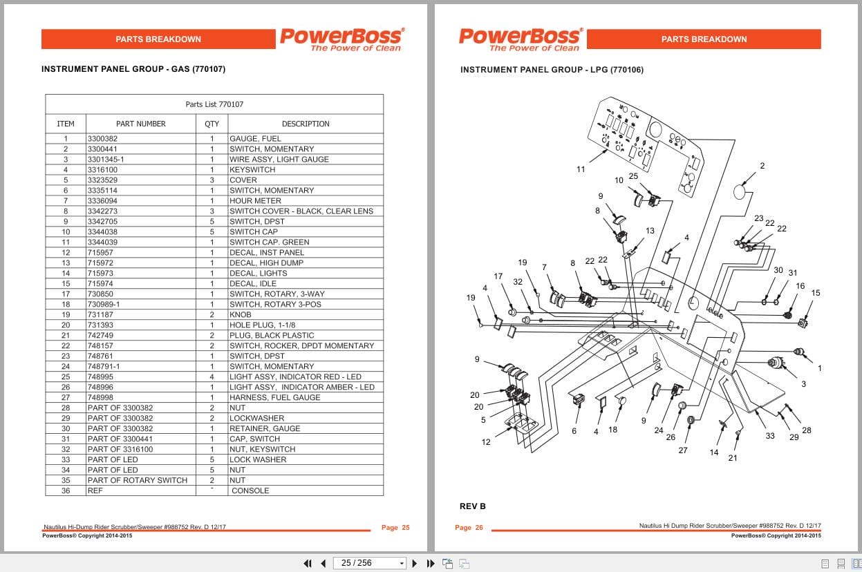 PowerBoss Nautilus Sweeper PB45HDSL To PB45HLPUK Parts Catalog 988752 2017 (2)