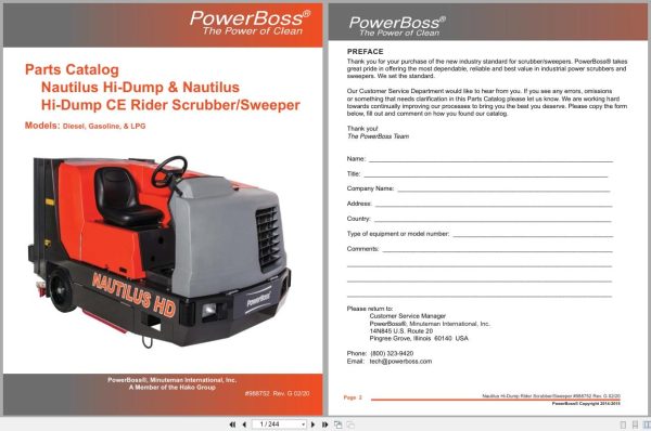 Powerboss Nautilus Sweeper Pb45Hdsl To Pb45Hlpuk Parts Catalog 988752 2020 (1)