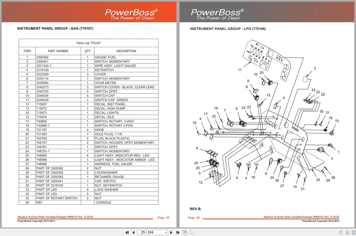 PowerBoss Nautilus Sweeper PB45HDSL To PB45HLPUK Parts Catalog 988752 2020 (2)