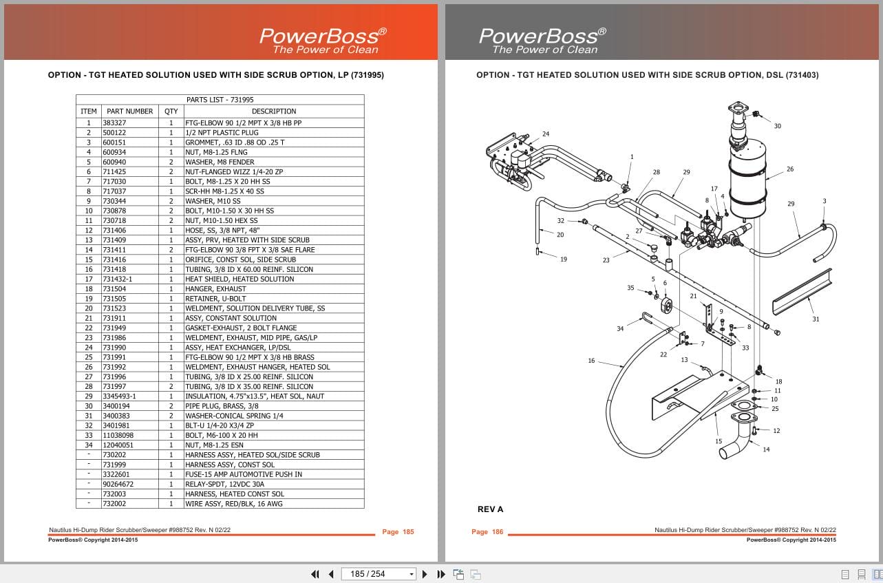 PowerBoss Nautilus Sweeper PB45HDSL To PB45HLPUK Parts Catalog 988752 2022 (2)