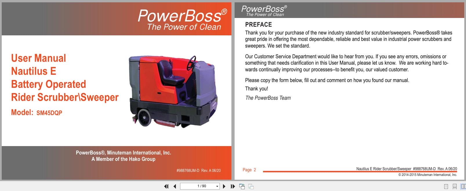 PowerBoss Nautilus Sweeper SM45DQP User Manual 988768UM D 06.2020 (1)