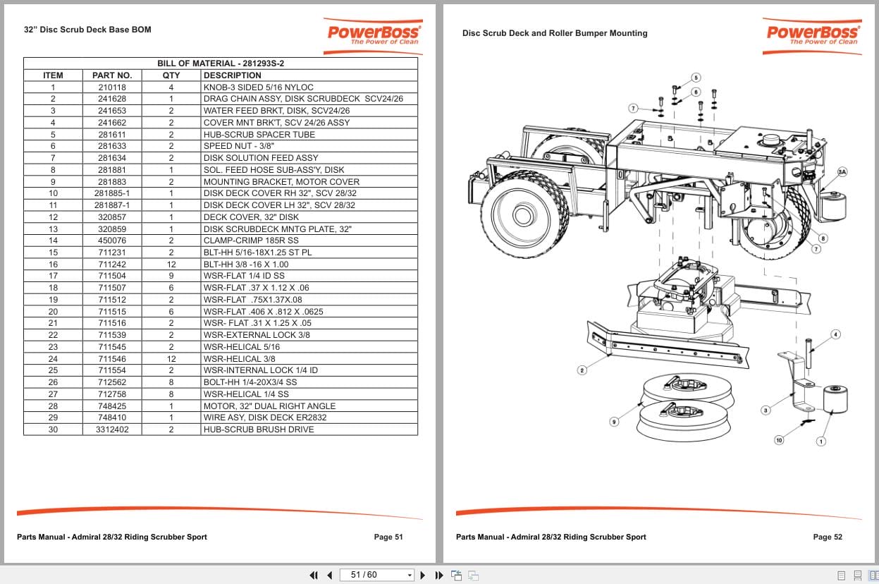 PowerBoss Rider Scrubber Admiral 28 32 Sport Parts Catalog 988739PBS 2017 (2)