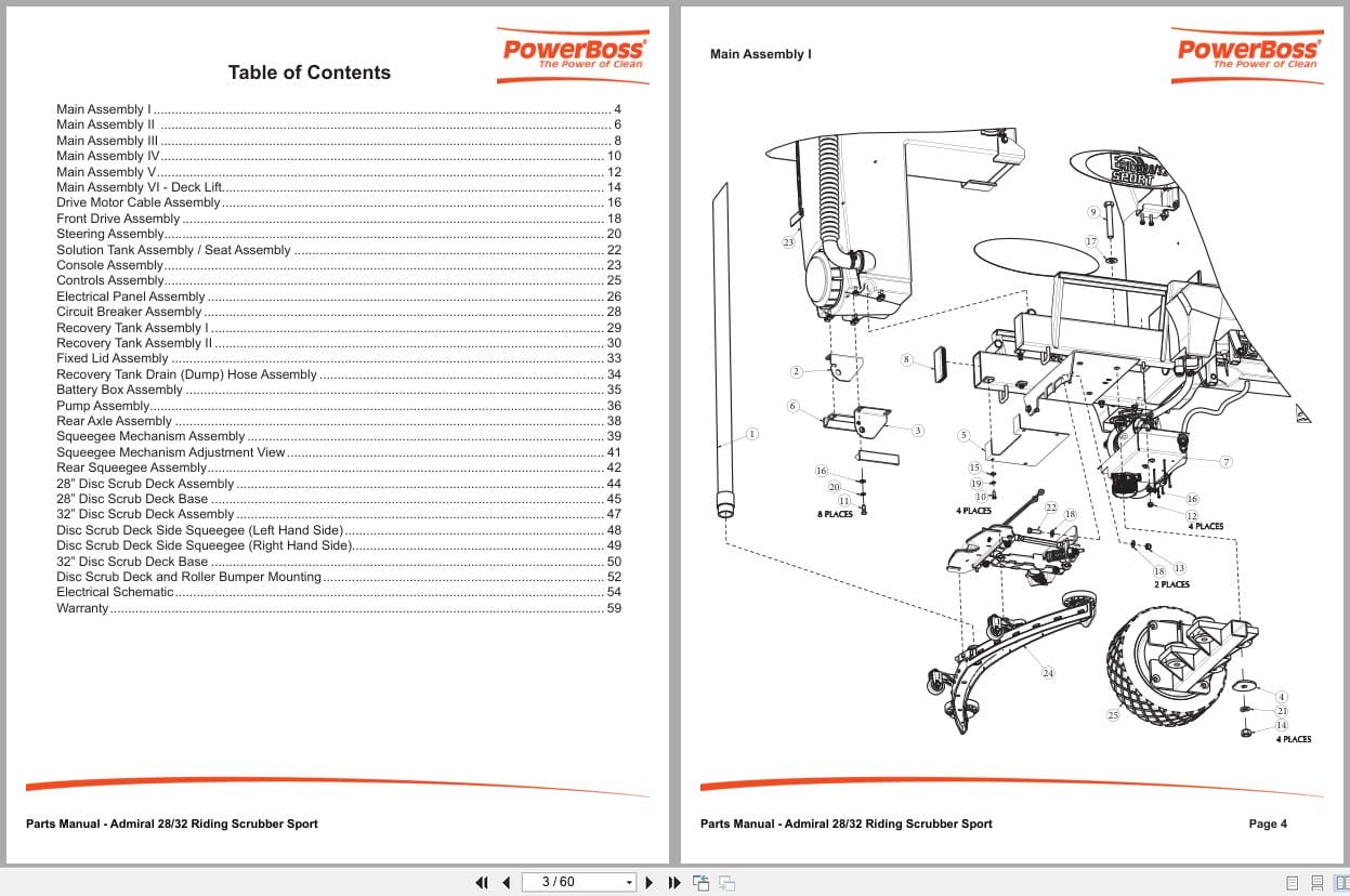 PowerBoss Rider Scrubber Admiral 28 32 Sport Parts Catalog User Manual (2)