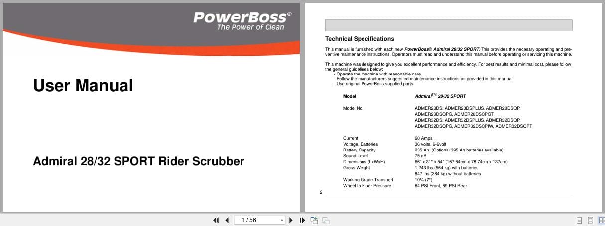 PowerBoss Rider Scrubber Admiral 28 32 Sport User Manual 988739UMPBS 2014 (1)