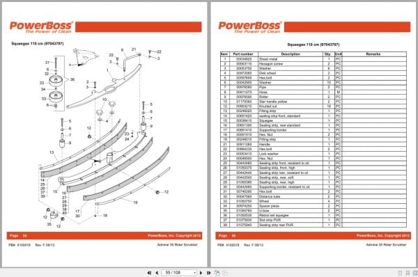 PowerBoss Rider Scrubber Admiral 35 Parts Catalog 4100018 2013 Powerboss Rider Scrubber Admiral 35 Parts Catalog 4100018 2013 (2)