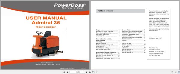 Powerboss Rider Scrubber Admiral 36 User Manual 4100017 2007 (1)