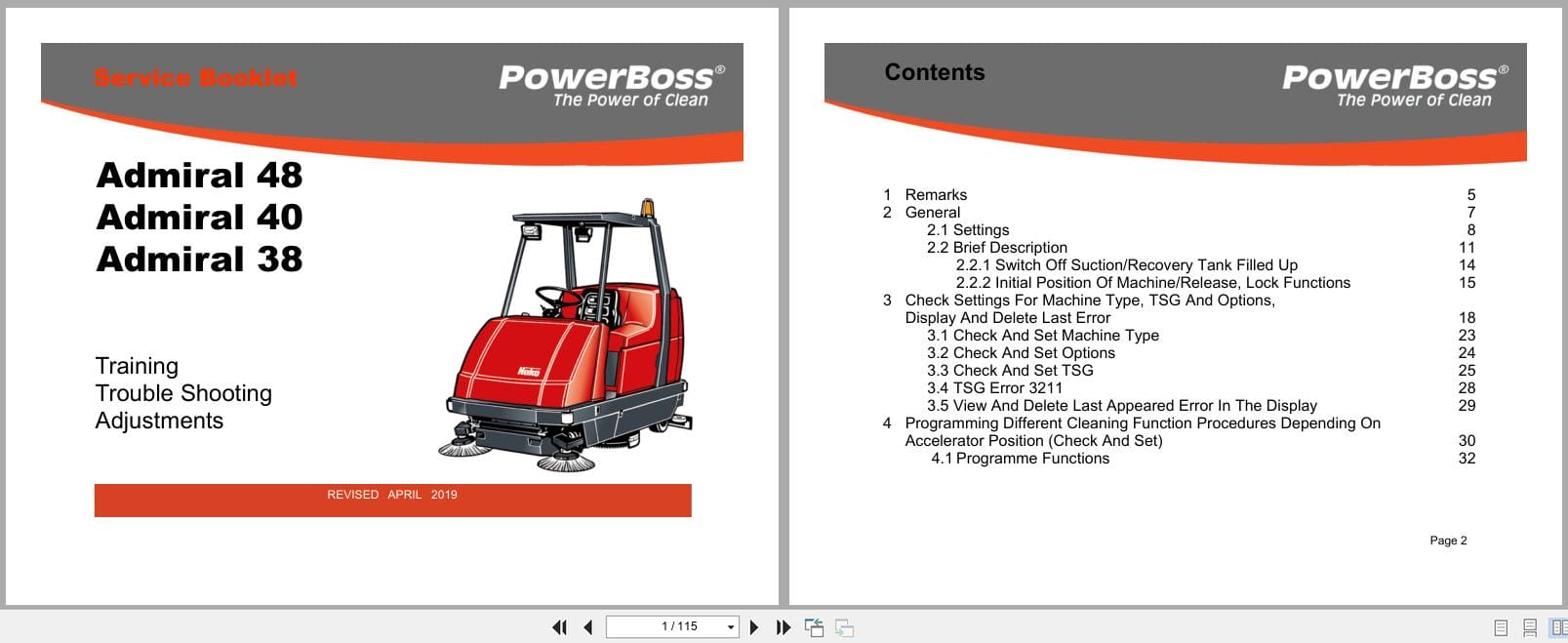 PowerBoss Rider Sweeper Admiral 30 40 48 Service Booklet 2019 (1)