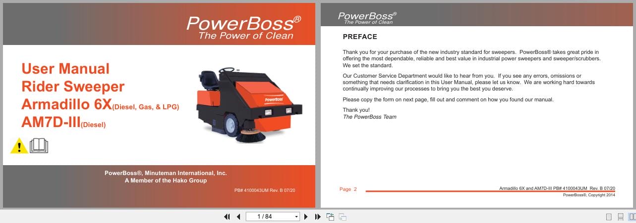 PowerBoss Rider Sweeper Armadillo 6X AM7D III User Manual 4100043UM 2020 (1)