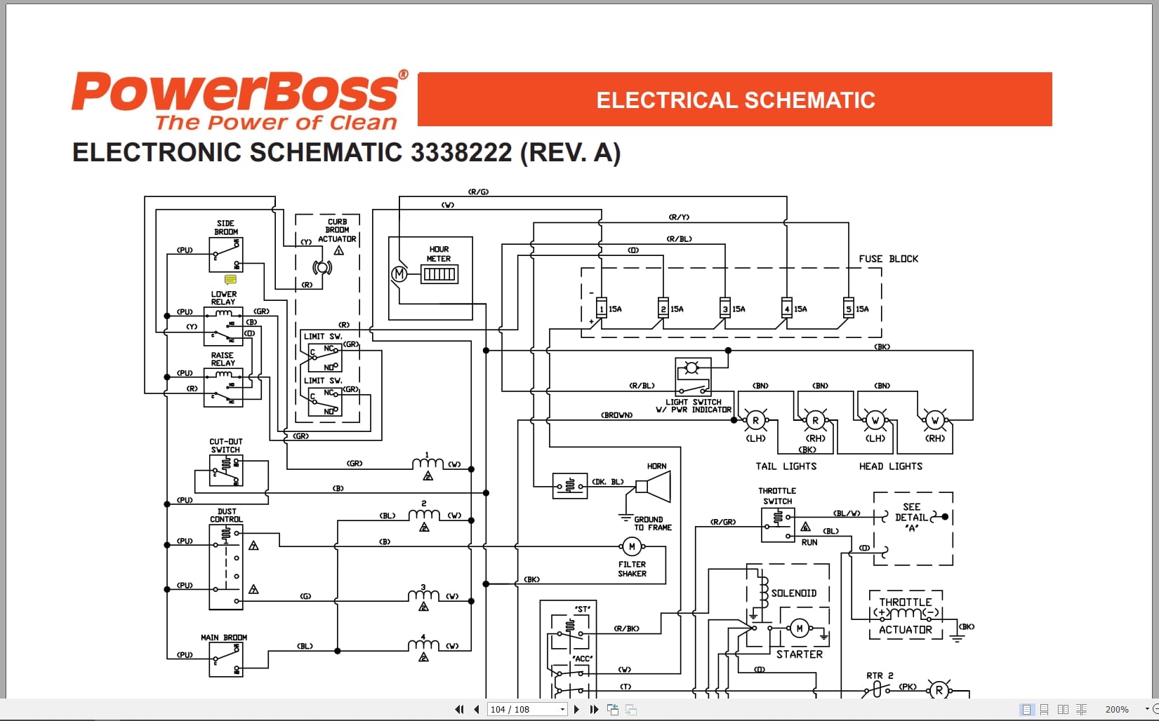 PowerBoss Rider Sweeper Armadillo To 6X AM7D III Parts Catalog Wiring Diagram 4100043 2014 (4)