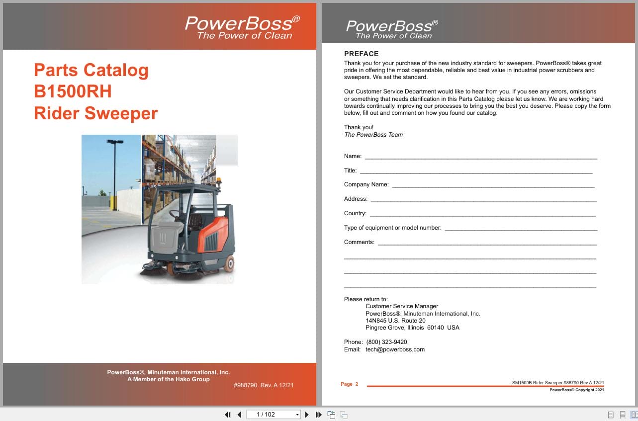PowerBoss Rider Sweeper B1500RH Parts Catalog 988790 2021 (1)