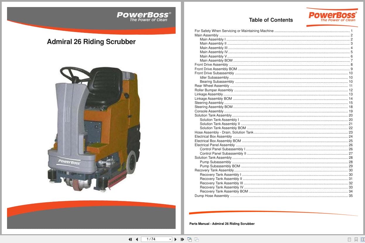 PowerBoss Riding Scrubber Admiral 26 Parts Manual Wiring Diagram 988726PB 2011 (1)